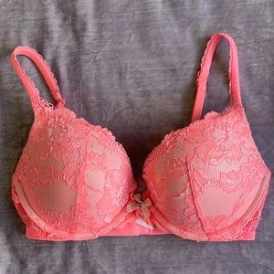 Victoria’s Secret Body By Victoria Push-Up Lace Bra in Pink Coral 32D